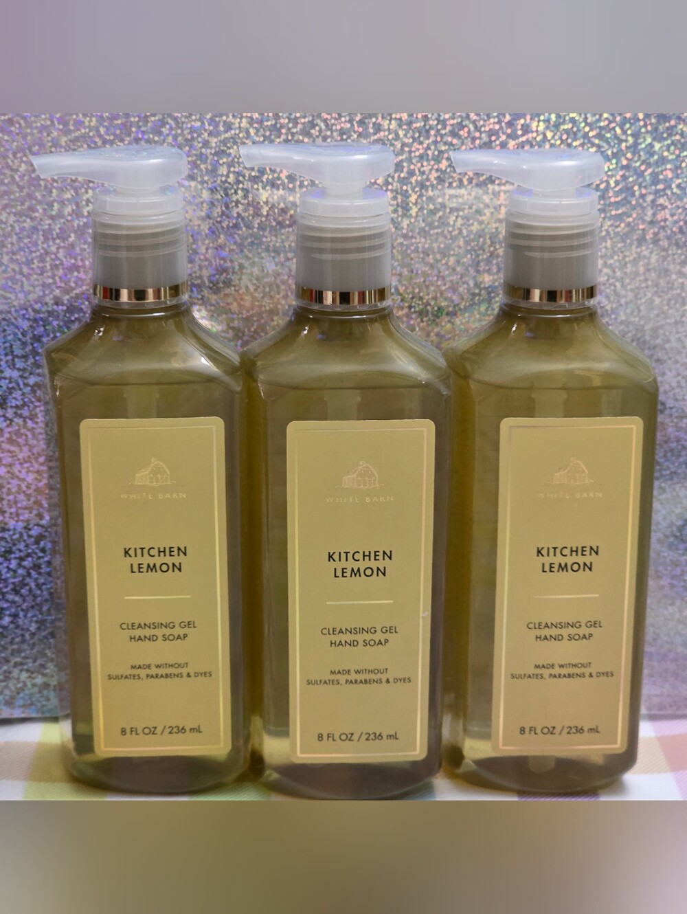 Bath & Body Works Kitchen Lemon Cleansing Gel Hand Soap Set of 3 NEW RARE